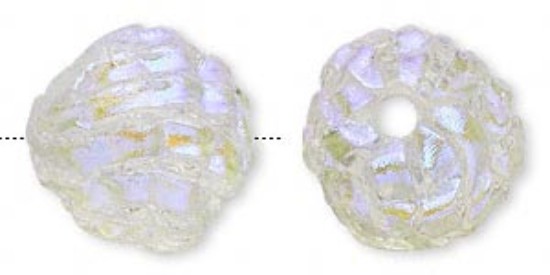 Bild von Dichroic Glass bead 17mm irregular round beads  Blue/Crystal x1