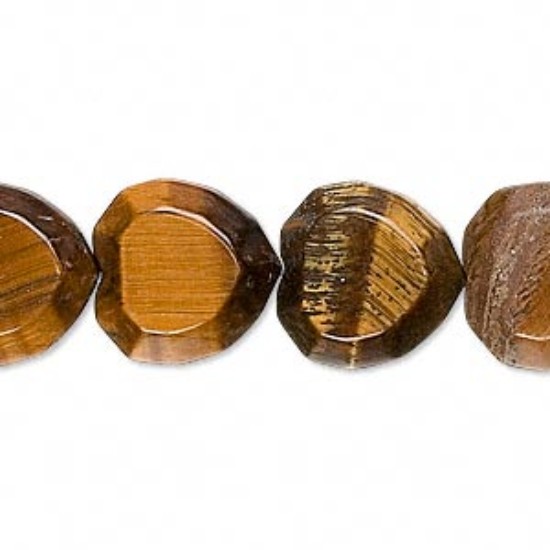Изображение Tiger Eye (natural) bead 15mm faceted heart x2