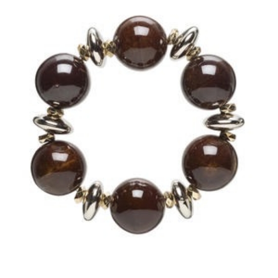 Picture of Porcelain Stretch Bracelet 7-25mm multi-shape Dark Brown Silver x1
