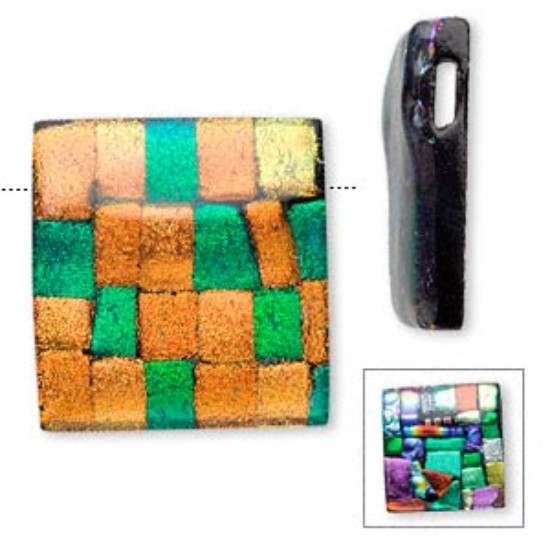 Bild von Dichroic Glass Focal 38mm square mosaic/black x1
