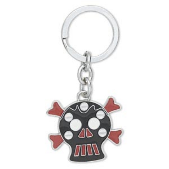 Picture of Key ring Skull and Crossbones 42x37mm Silver Tone x1