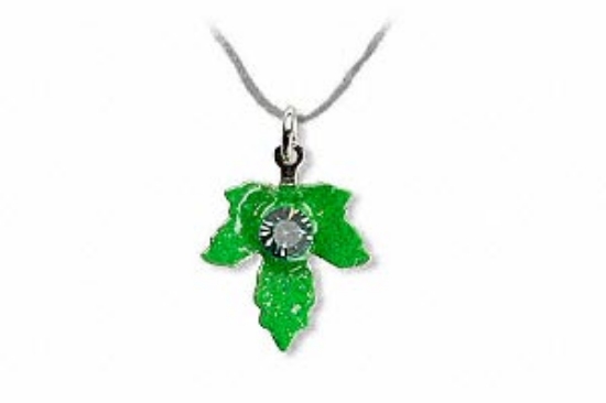 Picture of Enamel Drop Leaf 12x12mm w/ Czech crystals Lime Green Silver x1