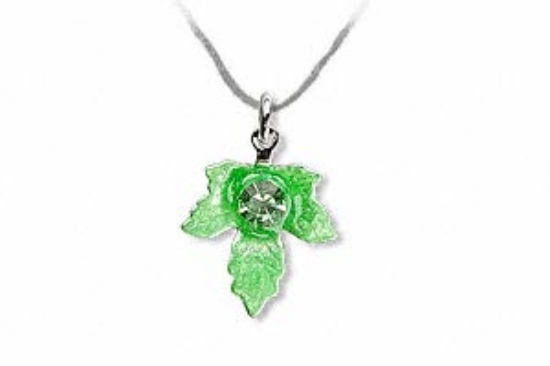 Picture of Enamel Drop Leaf 12x12mm w/ Czech crystals Light Green Silver x1