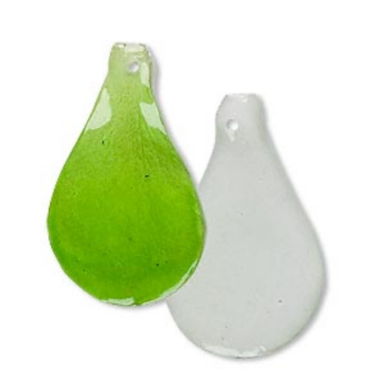 Picture of Flower Petal Drop  28x18mm Green x2