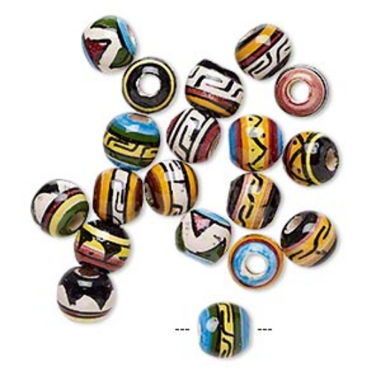 Picture of Ceramic Bead Round 9-11mm w/ hand-painted speckles Glazed Colors x5