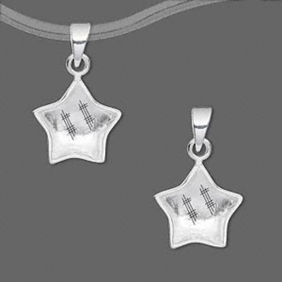 Picture of Pendant finding, silver-finished brass, 13mm star with channel x1