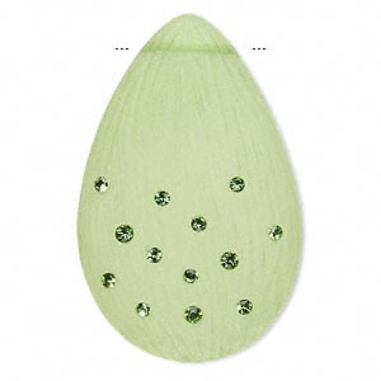 Picture of Teardrop 46x30mm Acrylic and Swarovski crystal Frosted Green x1