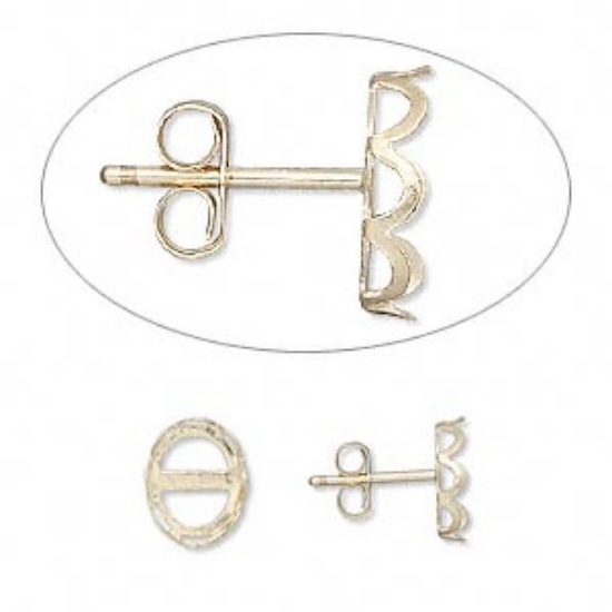 Picture of 14Kt Gold-Filled Earstud Setting Oval 8x6mm w/ earnuts x2