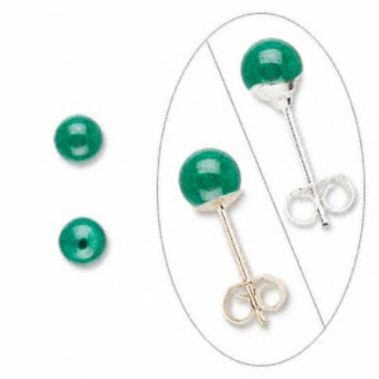 Picture of Malachite (natural) 6mm half-drilled round x2