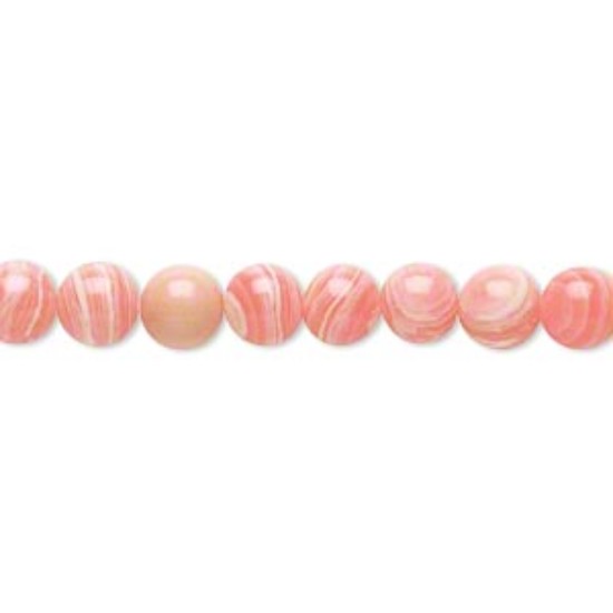 Picture of Bead resin white and pink 6mm round x38cm