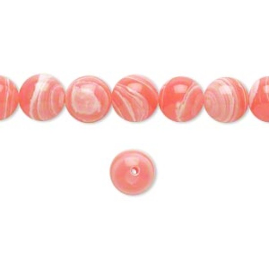 Picture of Bead resin white and pink 8mm round x38cm