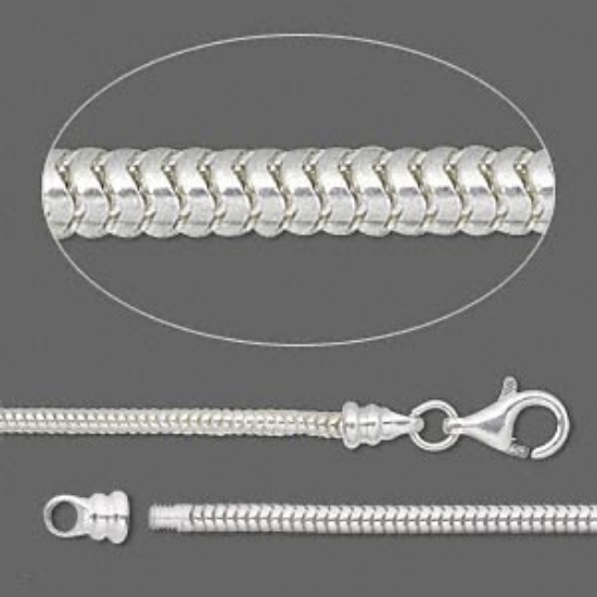 Picture of 925 Silver Chain Necklace 19cm Caprice 2mm  with 4mm end caps and a lobster clasp x1