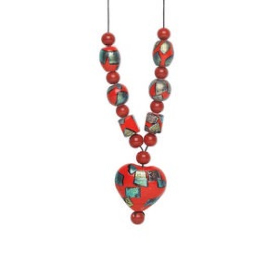 Bild von Dichroic Glass Bead Set Opaque Red. Sold per 17-piece set.