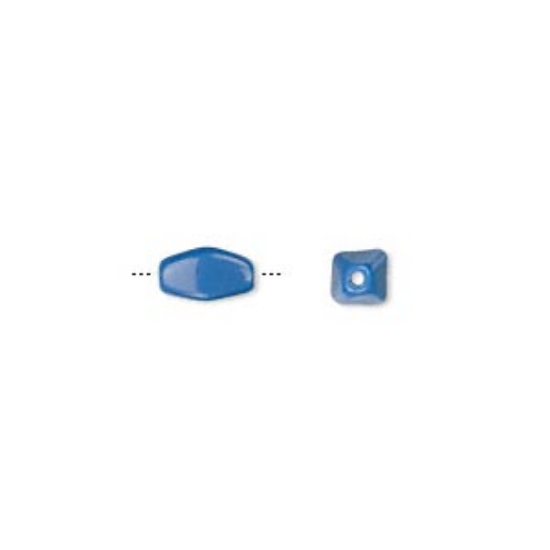 Picture of Bead, Preciosa Czech pressed glass, opaque blue, 8.5x4.5mm 4-sided double cone. Sold per 16-inch strand.