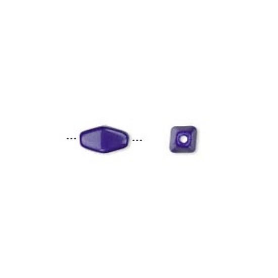Picture of Bead, Preciosa Czech pressed glass, opaque dark blue, 8.5x4.5mm 4-sided double cone. Sold per 16-inch strand.