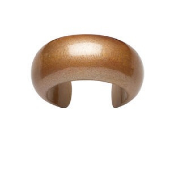 Picture of Bracelet, cuff, mango wood (coated) and Lucite, peach, 31-35mm wide round design, 58mm inside diameter. Sold individually.