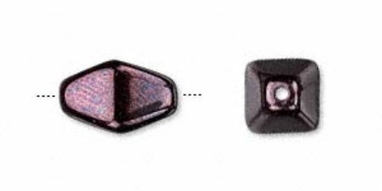 Picture of Bead, Preciosa Czech pressed glass, purple bronze, 14x8.5mm 4-sided double cone. Sold per 16-inch strand.