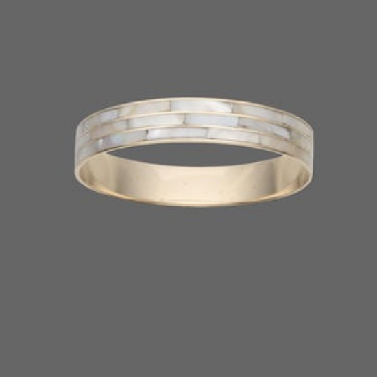Picture of Bracelet, bangle, brass and mother-of-pearl shell, white, 12mm wide, 2-1/2 inch inside diameter. x1