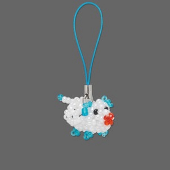 Picture of Zipper pull glass Beaded Pig x1