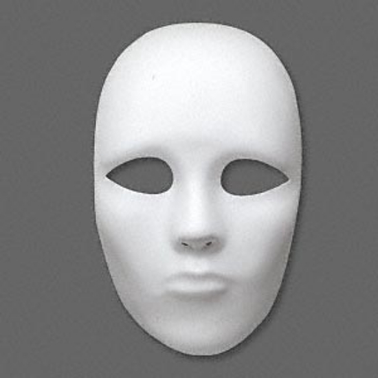 Picture of Mask, full face, acrylic, white, 8-3/8 x 5-1/2 inches. 
