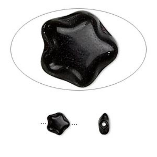 Picture of Flat Star Bead 6 mm Jet x10g