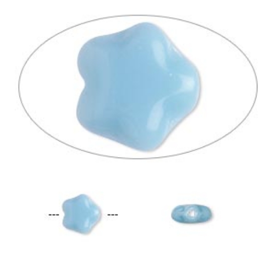 Picture of Flat Star Bead 6 mm Opaque Turquoise Blue x10g