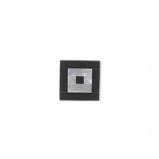 Picture of Cabochon Mother-of-Pearl shell (bleached) and Black Onyx (imitation) 11x11mm square x1