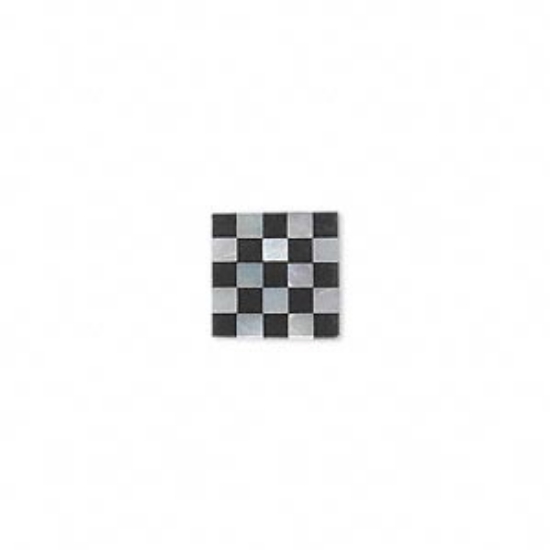Picture of Cabochon Mother-of-Pearl Shell (bleached) and Black Onyx (imitation) 10x10mm square x1