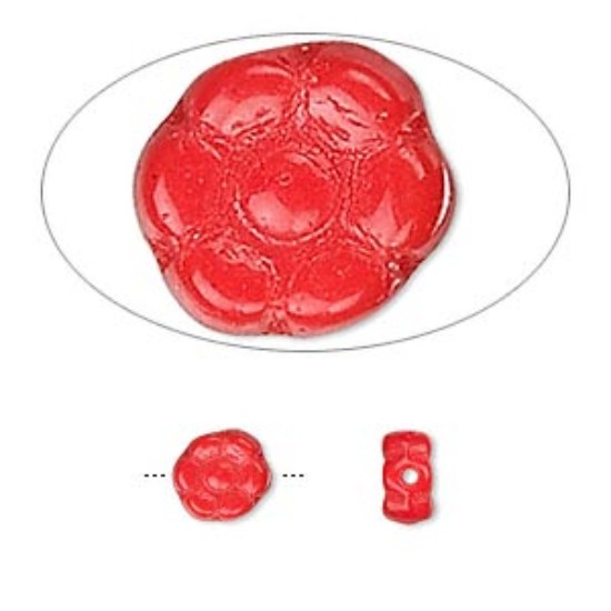 Bild von Bead, Preciosa Czech pressed glass, opaque orange, 7x4mm flower x25