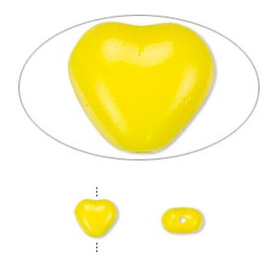 Afbeeldingen van Hearts 6mm Opaque Yellow x10
