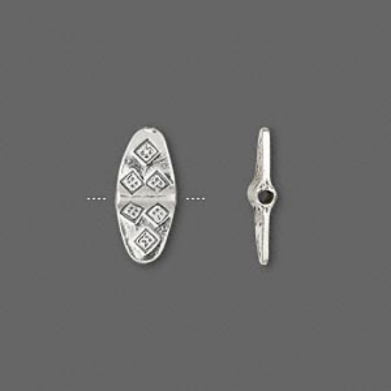 Picture of 925 Silver 15x6mm flat two-sided tube w/ square on oval wings x1