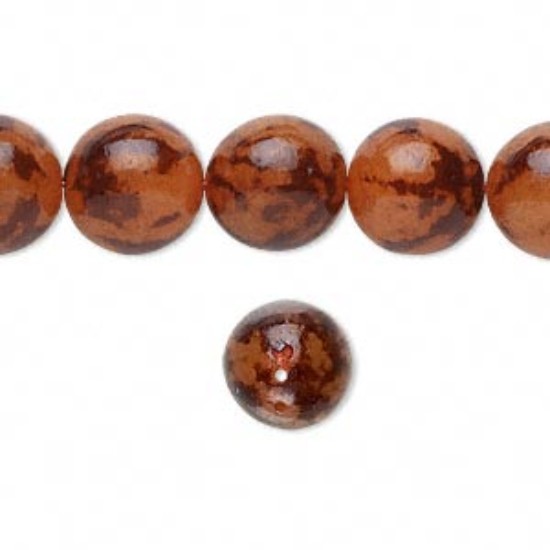Afbeeldingen van Buri Bead (dyed) 10-12mm round Tiger Gold x30