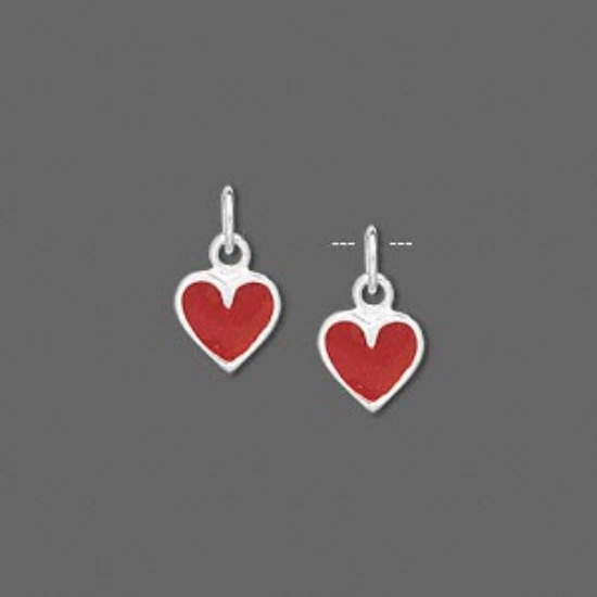 Picture of 925 Sterling Silver and Enamel 7mm Red x1
