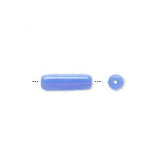 Picture of Kraal, Preciosa, Tsjechisch geperst glas, opaque lichtblauw, 14x4.5mm buis. Verkocht per 40cm streng.