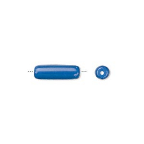 Picture of Kraal, Preciosa, Tsjechisch geperst glas, opaque blauw, 14x4.5mm buis. Verkocht per 40cm streng.