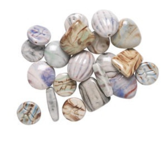 Picture of Porcelain Bead 23x18mm-36x28mm mixed shapes multicolored x5