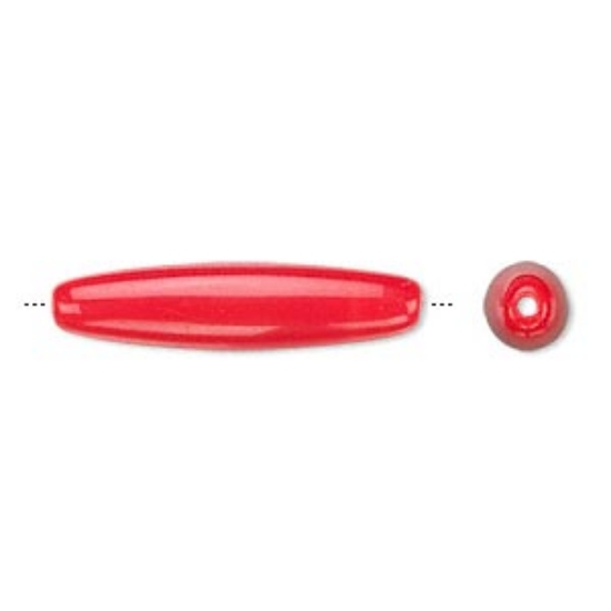 Picture of Czech Glass Bead 26.5x6mm oval Opaque Light Red x1