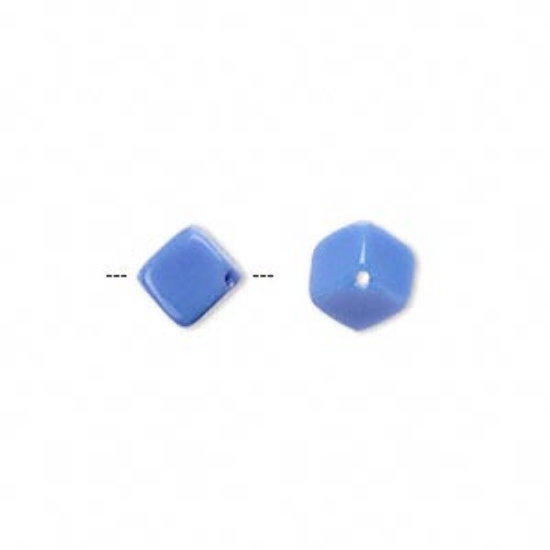 Picture of Bead, Preciosa Czech pressed glass, opaque light blue, 8.5x6.5mm dice. Sold per pkg of 10.