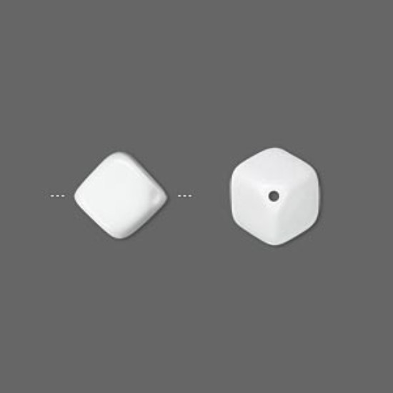 Bild von Czech Pressed Glass 10x8mm cube Opaque White x10