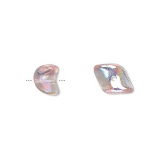 Picture of Bead, Preciosa Czech pressed glass, light rose AB, 13x8.5mm twisted rondelle. Sold per 16-inch strand.