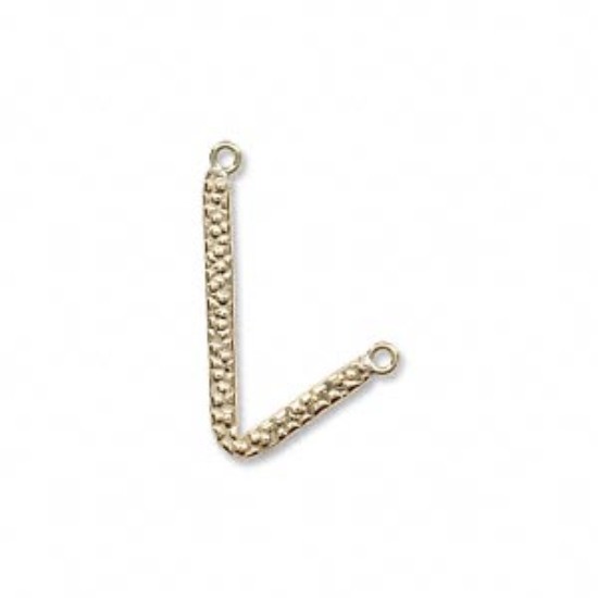 Bild von Drop, 14Kt gold-filled, 23x13mm textured angle with 2 loops x1