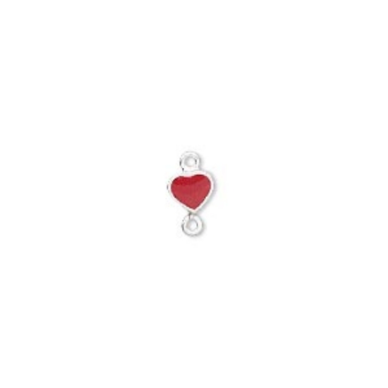 Picture of Link, enamel and sterling silver, red, 5x5mm heart x1