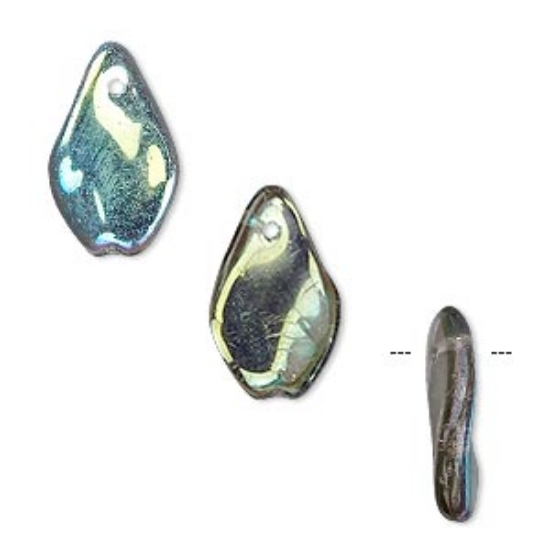 Picture of Bead, Preciosa Czech pressed glass, smoke AB, 17.5x10.5mm twist. Sold per 16-inch strand.
