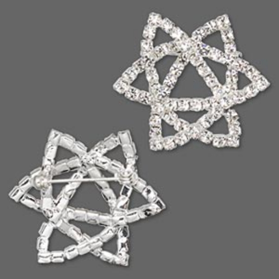 Picture of Brooch Star 49x44mm w/ Rhinestones Silver Tone x1
