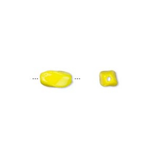 Picture of Bead, Preciosa Czech pressed glass, opaque yellow, 9x5mm oval twist. Sold per 16-inch strand.