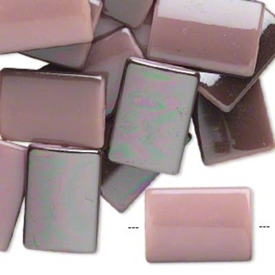 Picture of Shimmer 28x20mm puffed flat rectangle Metallic Dusty Rose, x4
