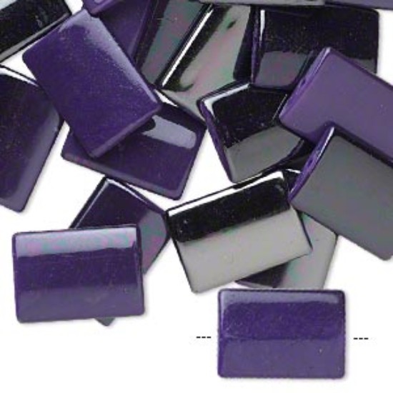 Bild von Shimmer Bead 28x20mm puffed flat rectangle Metallic Purple x2