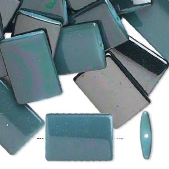 Picture of Shimmer 28x20mm puffed flat rectangle Metallic Blue x4