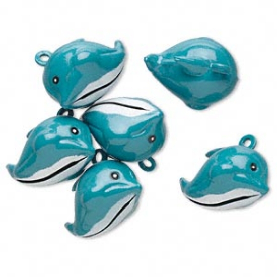 Picture of Jewelry Bell 24x15mm Dolphin Blue x1