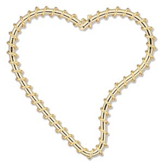 Picture of Component wire-wrapped falling heart 42x40mm Gold Tone x5